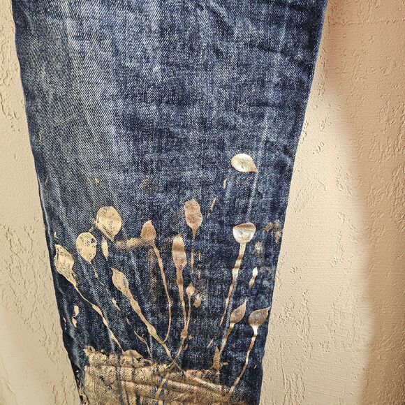 Heritage by America blue denim gold paint splatter NWT Denim Distillery 38X34 - Picture 3 of 11